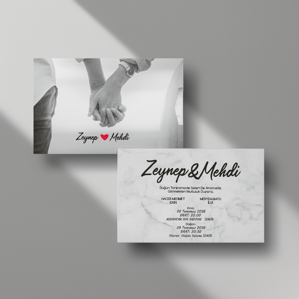 Photo and Marble Wedding Invitation