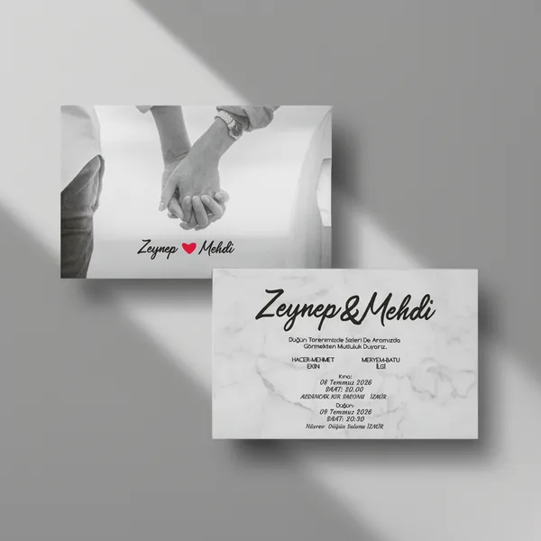 Photo and Marble Wedding Invitation