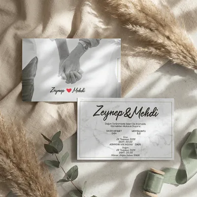 Photo and Marble Wedding Invitation