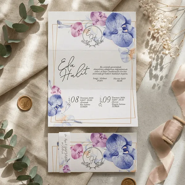Orchid Floral Wedding Invitation