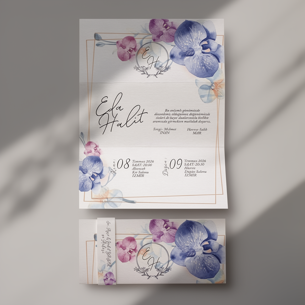 Orchid Floral Wedding Invitation