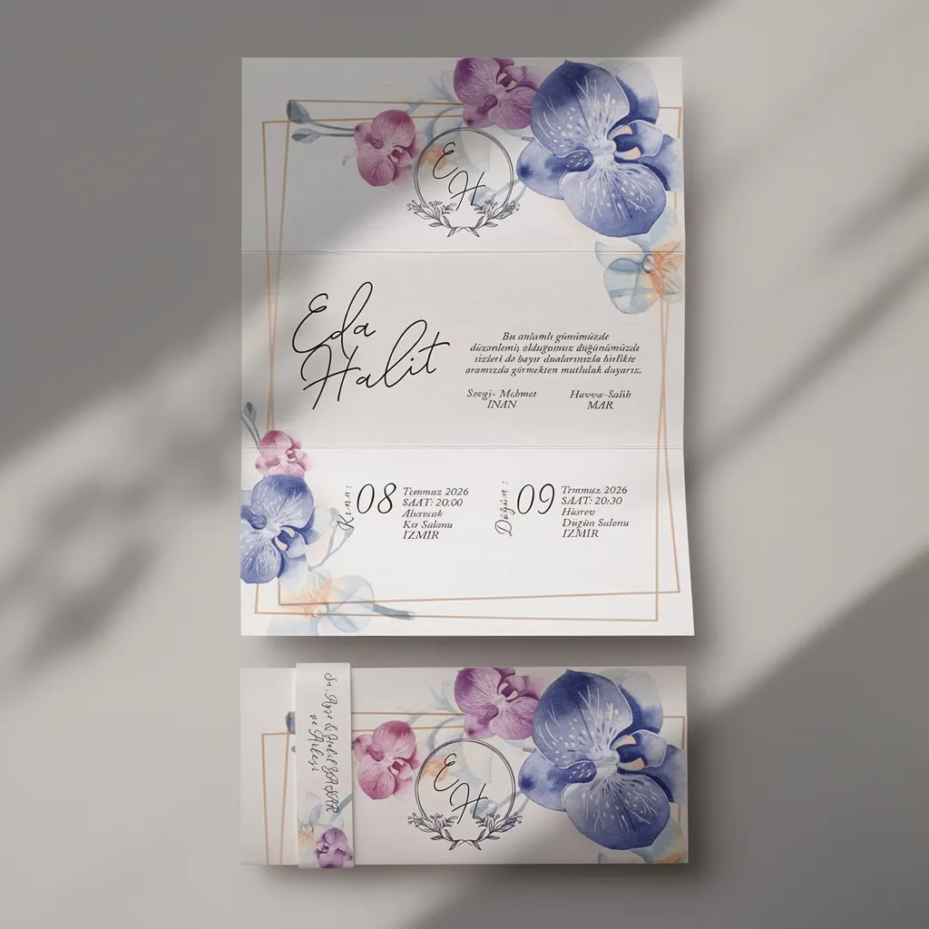 Orchid Floral Wedding Invitation