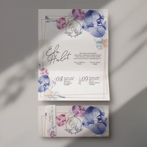 Orchid Floral Wedding Invitation