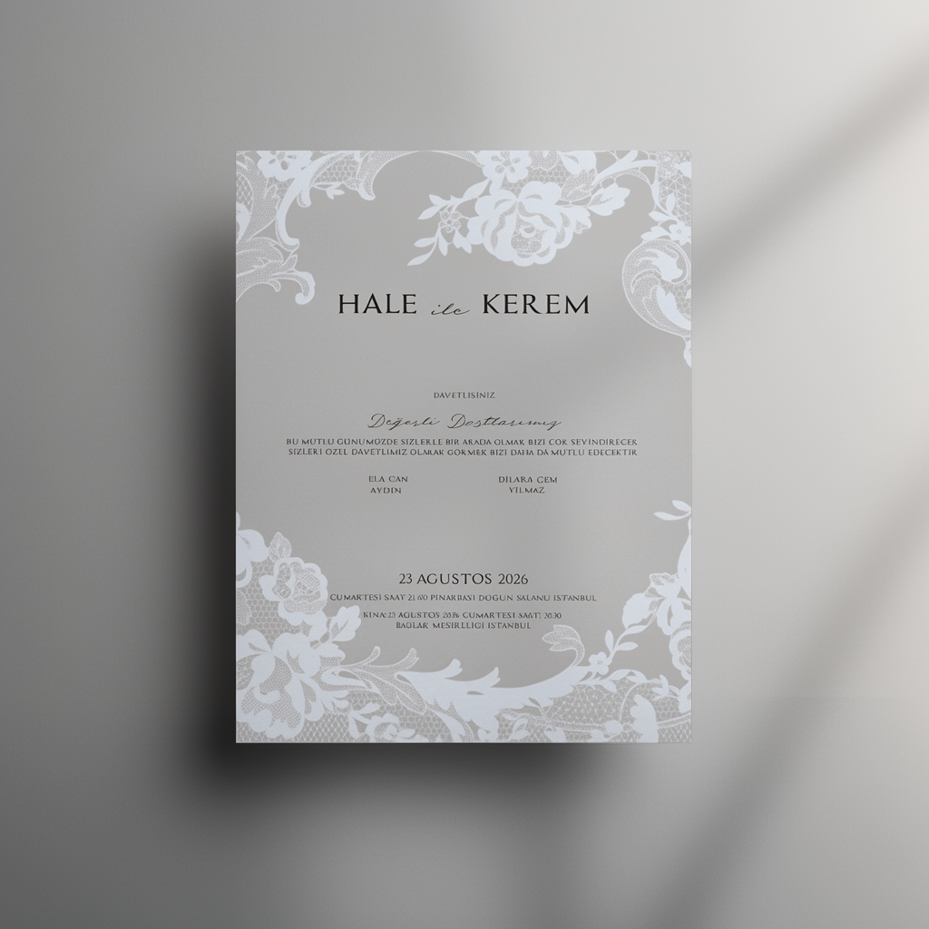 Lace Pattern Wedding Invitation