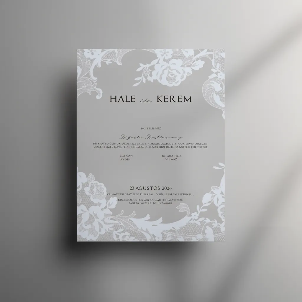 Lace Pattern Wedding Invitation