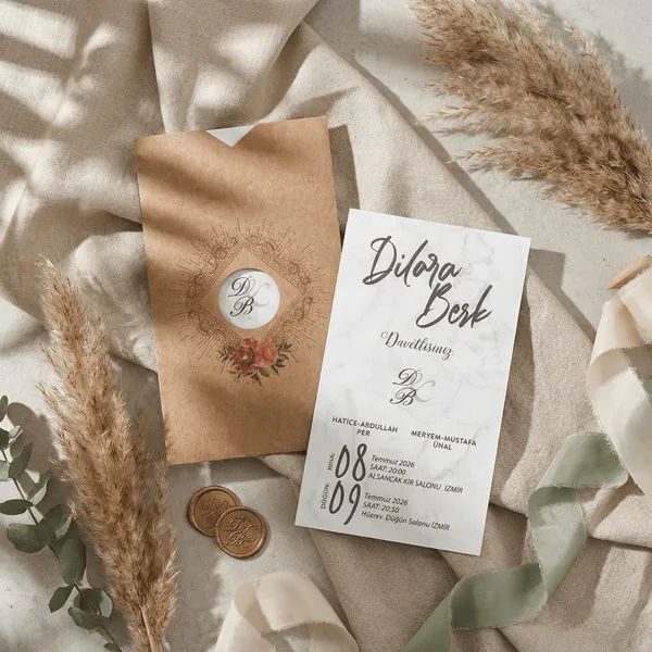 Minimal Marble Wedding Invitation