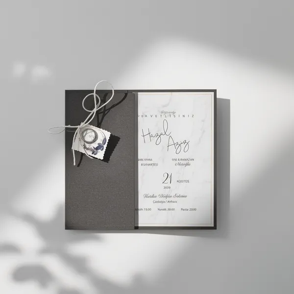 Pocket Marble Wedding Invitation