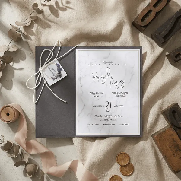 Pocket Marble Wedding Invitation