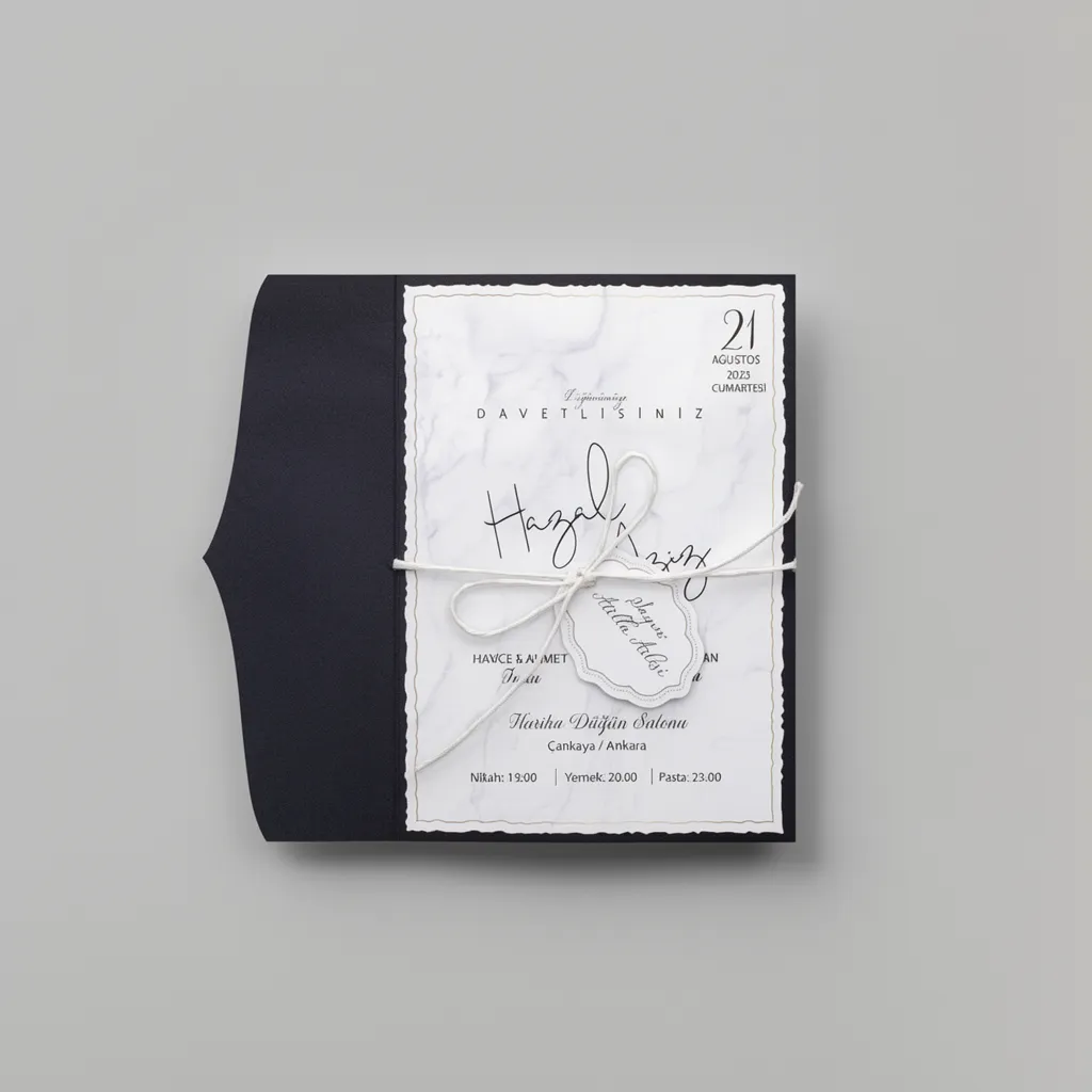 Navy Pocket Wedding Invitation