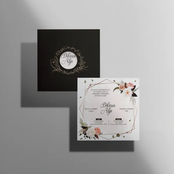 Black Floral Wedding Invitation