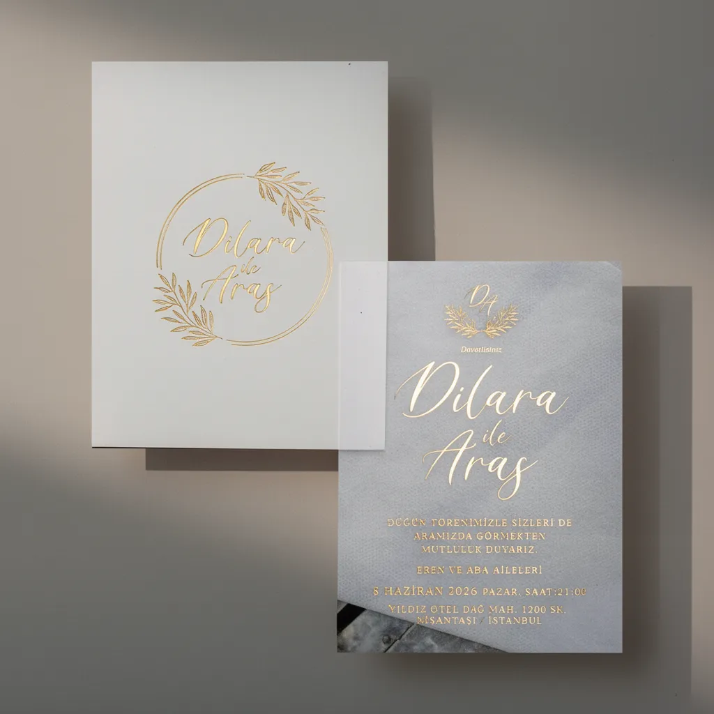Gold Wreath Minimal Wedding Invitation