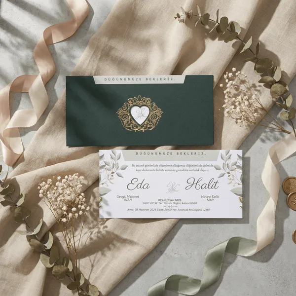 Green Botanical Wedding Invitation