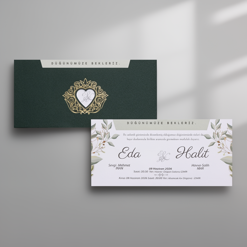 Green Botanical Wedding Invitation