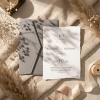 Minimalist Grey Metallic Wedding Invitation