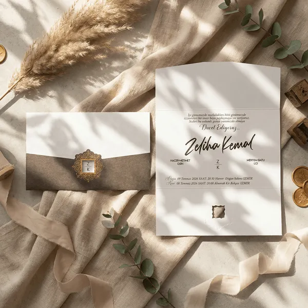 Classic White Folded Wedding Invitation