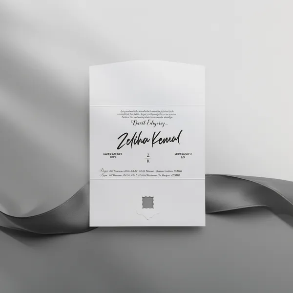 Classic White Folded Wedding Invitation