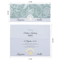 Green Floral Emblem Wedding Invitation