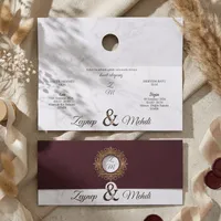 Marble & Burgundy Monogram Invitation