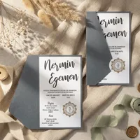 Grey Folded Monogram Wedding Invitation