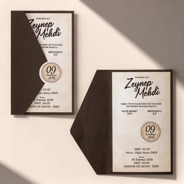 Rustic Brown Wedding Invitation