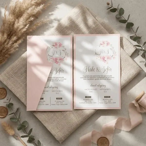 Pink Floral Wedding Invitation