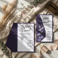 Purple Floral Wedding Invitation