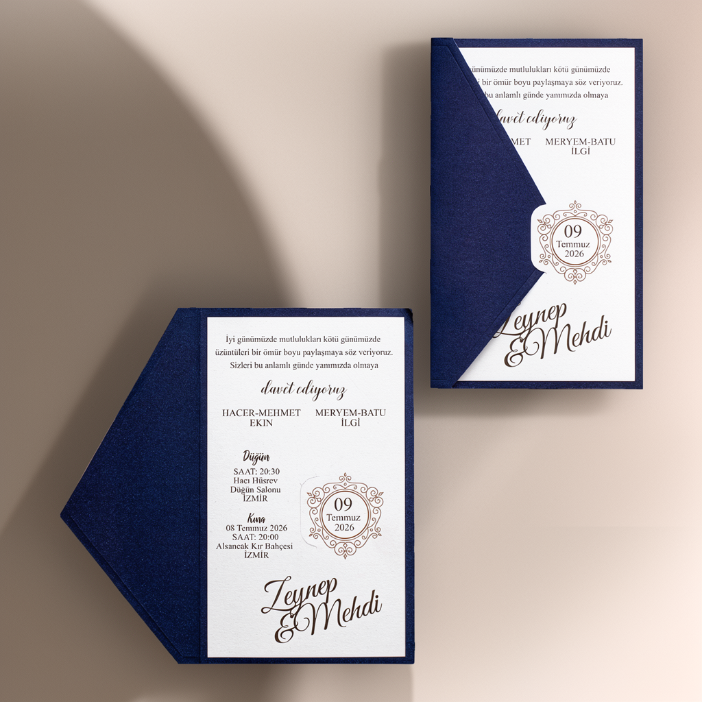 Navy Blue Classic Wedding Invitation