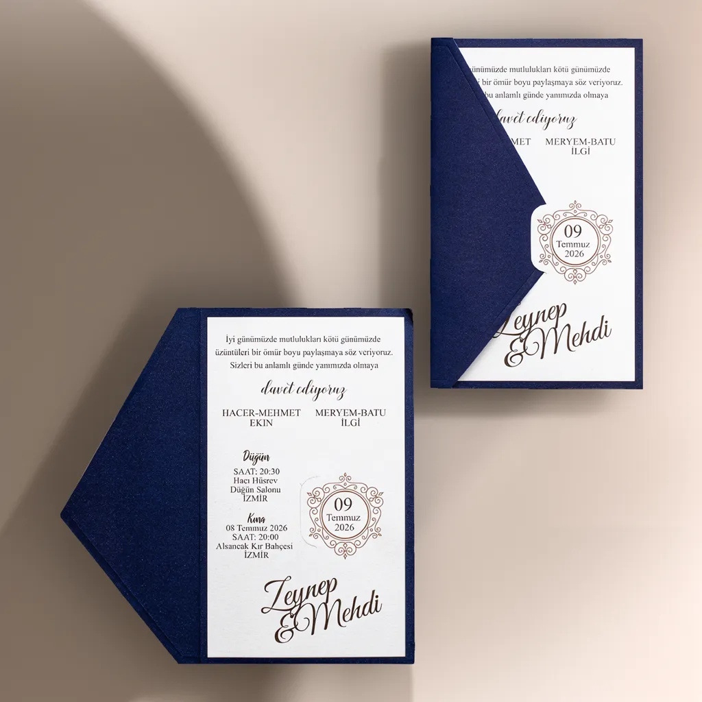 Navy Blue Classic Wedding Invitation
