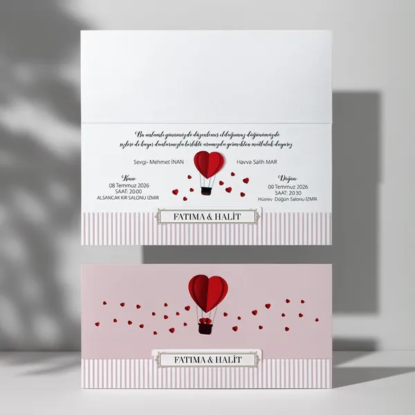 Heart Balloon Pink Wedding Invitation