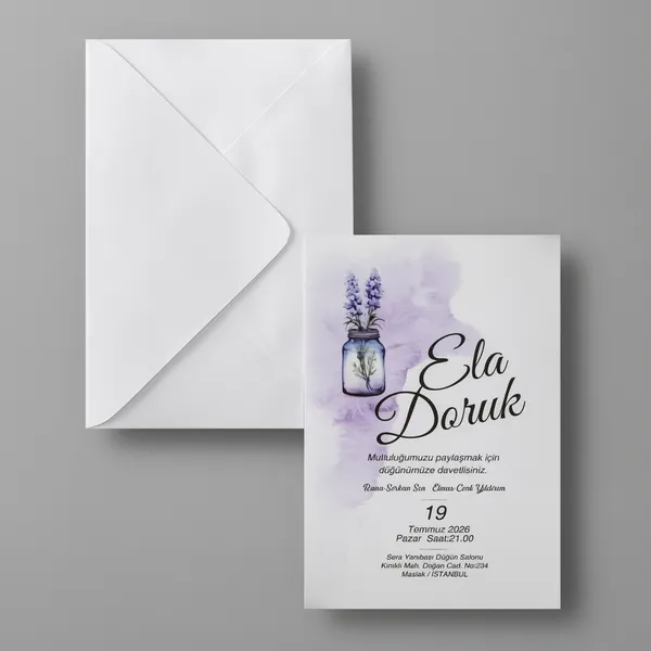 Lavender Watercolor Wedding Invitation