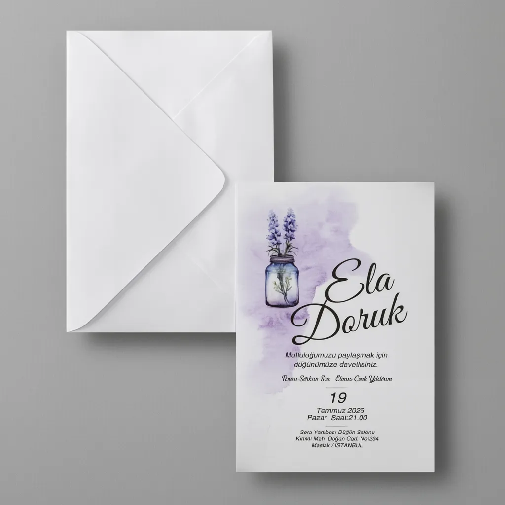Lavender Watercolor Wedding Invitation