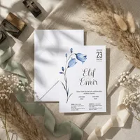 Blue Floral Watercolor Wedding Invitation