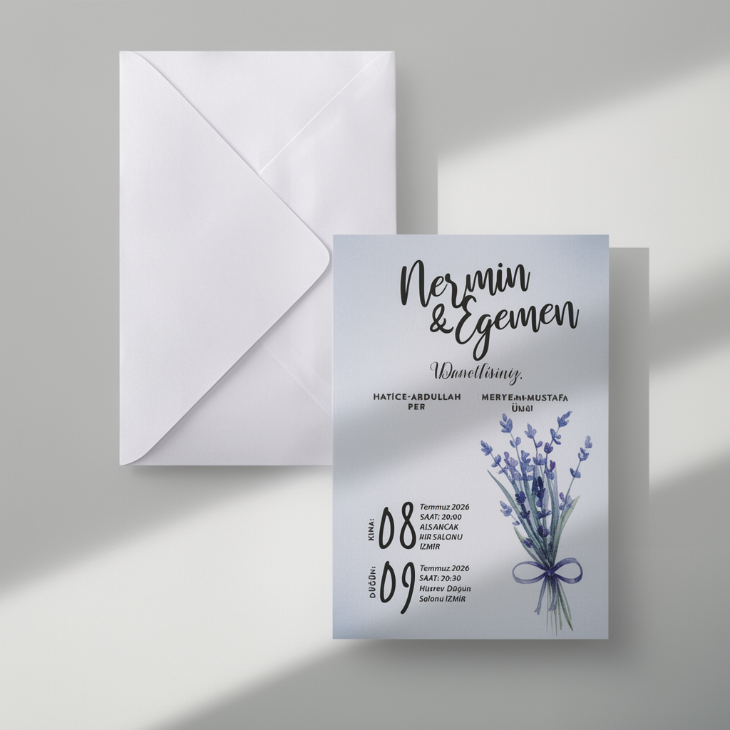 Blue Lavender Wedding Invitation
