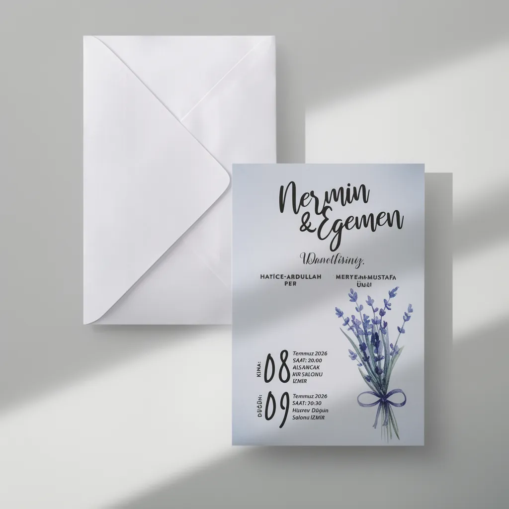 Blue Lavender Wedding Invitation